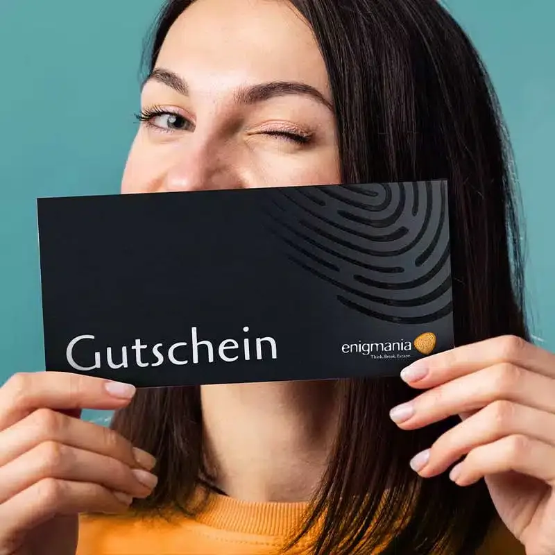enigmania voucher card with a mini puzzle